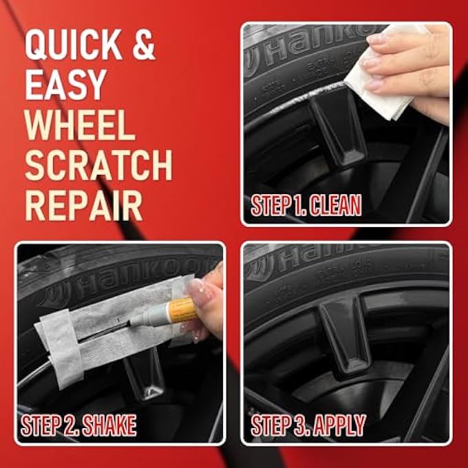 Smaphy WHEEL REPAIR KIT, MATTE BLACK RIM TOUCH UP PAINT, WHEEL TOUCH UP KIT WHEEL PAINT RIM PAINT PEN, QUICK AND EASY REPAIRS ROADSIDE RASHES, RIM PAINT(MATTE BLACK) - Image 5